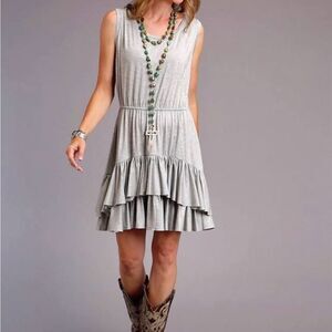 Stetson Ruffled Tiered Sleeveless Dress Gray